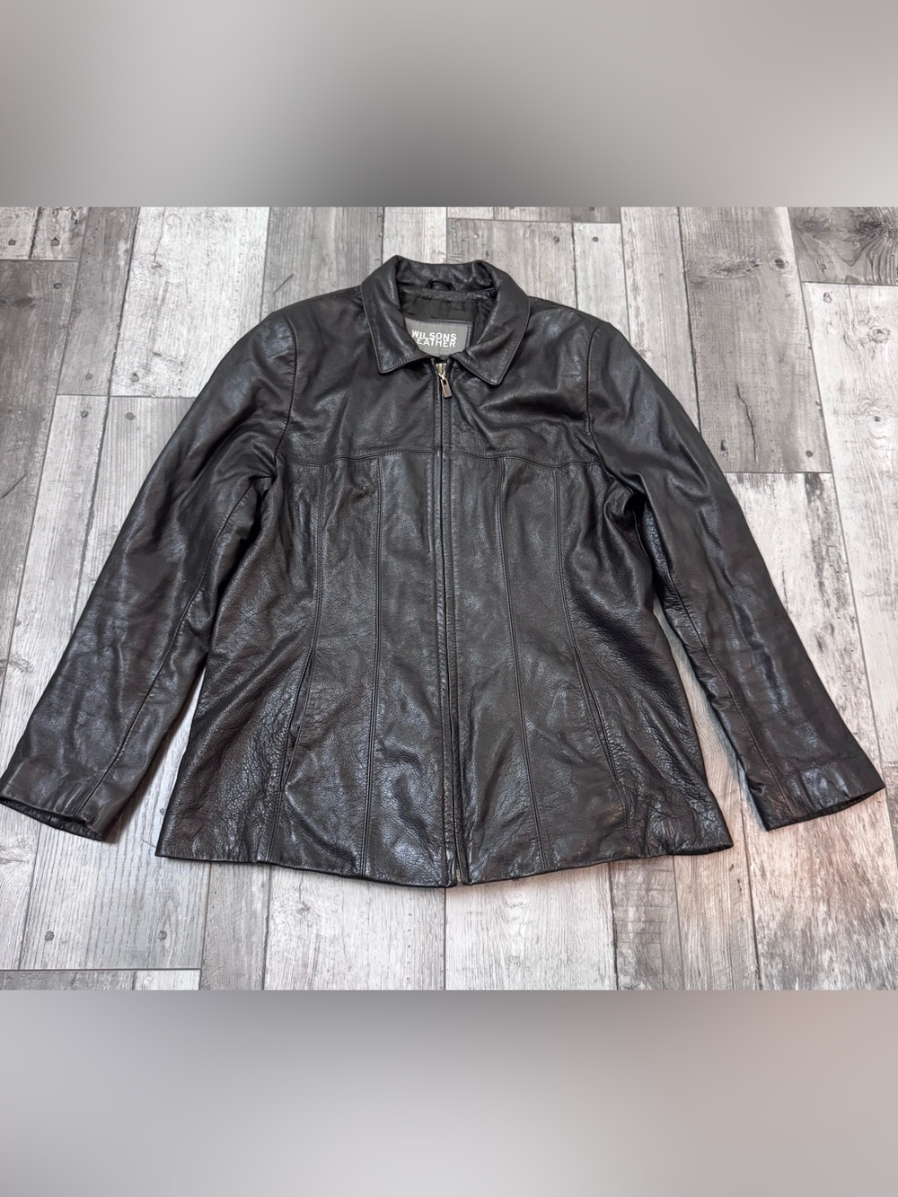 Vintage Wilsons Leather Womens Dark Brown Leather Jacket Zip Up Large 90’s